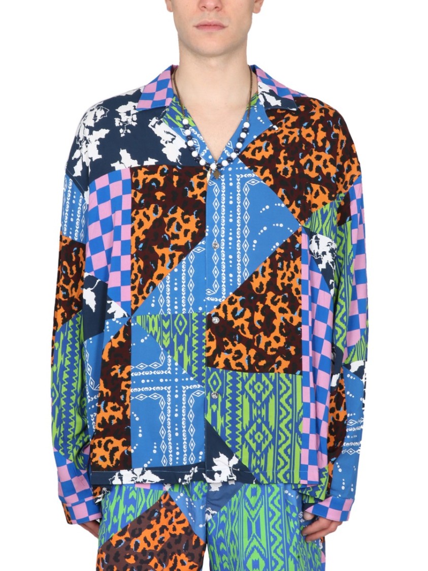 Marcelo Burlon Hawaii Mix & Match Shirt Blauw