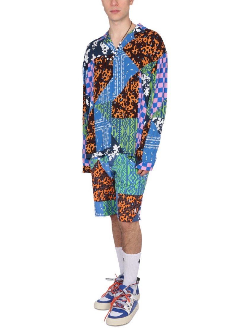 Marcelo Burlon Hawaii Mix & Match Shirt Blauw
