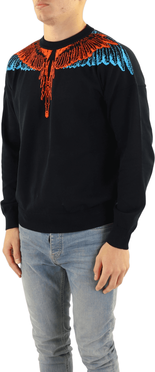 Marcelo Burlon Heren Icon Wings Knit Boxy Crew Zwart