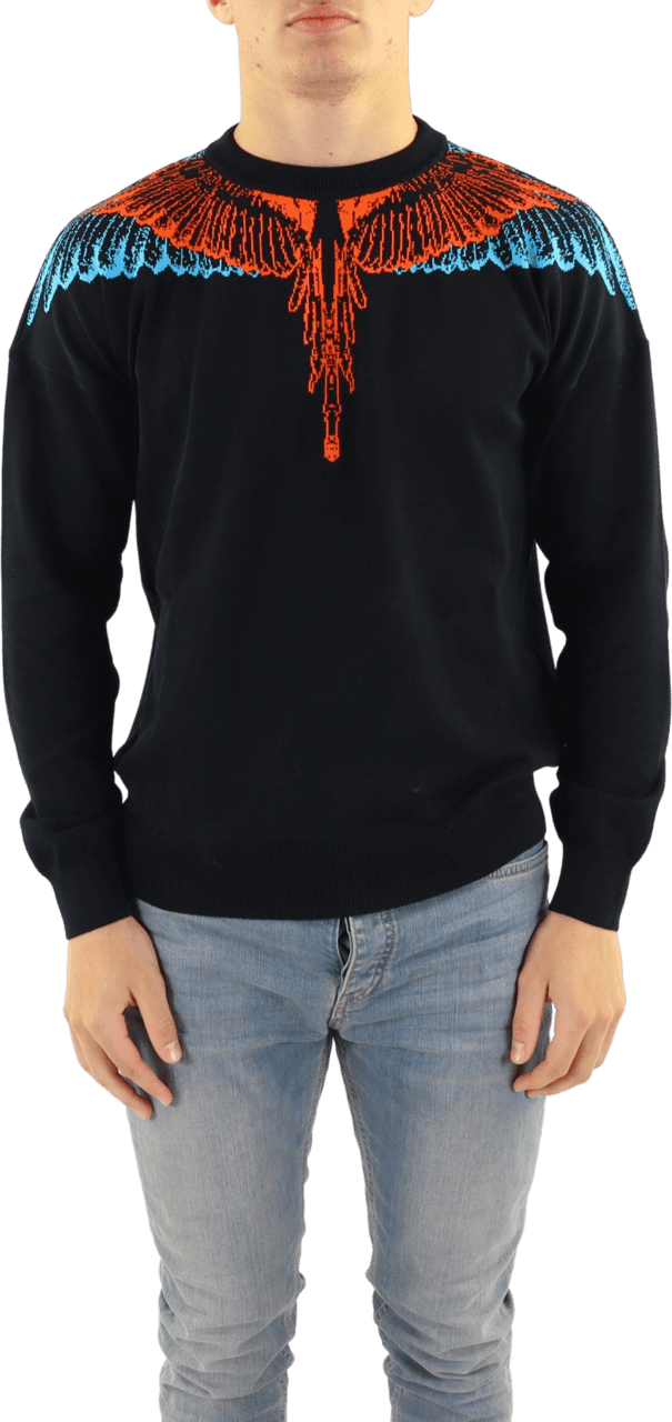 Marcelo Burlon Heren Icon Wings Knit Boxy Crew Zwart