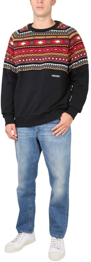 Marcelo Burlon Crew Neck Sweatshirt With Geometric Pattern Zwart