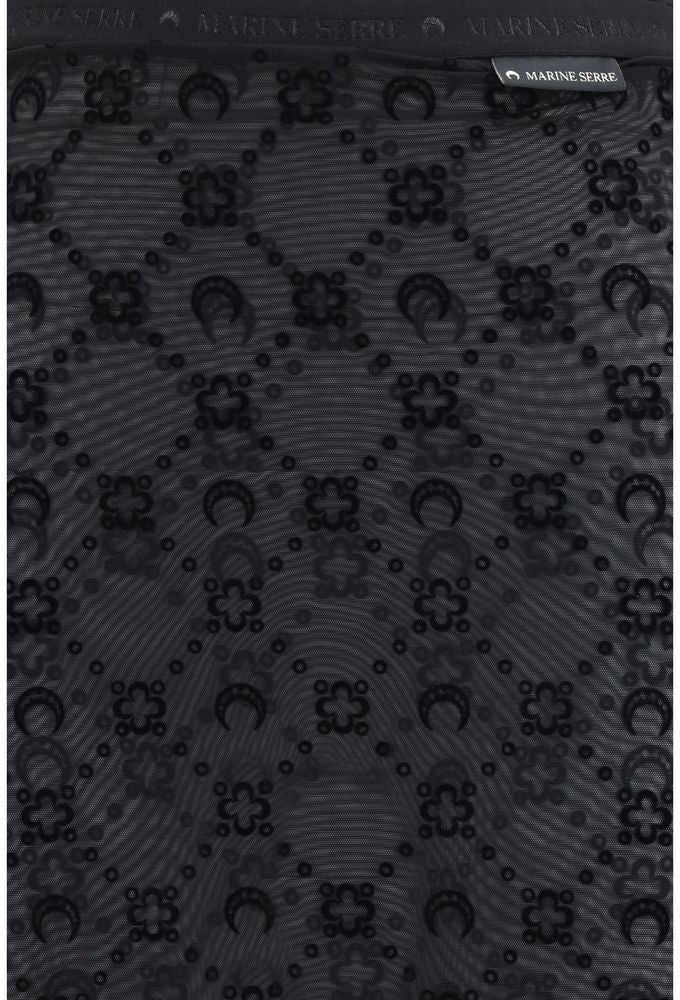 Marine Serre Marine Serre Black Recycled Polyamide Midi Skirt Zwart