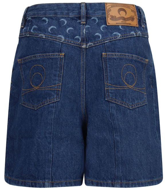 Marine Serre Blue Cotton Bermuda Shorts Blauw