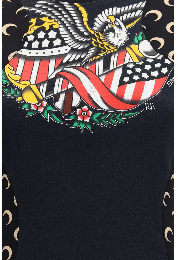 Marine Serre Black Cotton Casual Dress Zwart