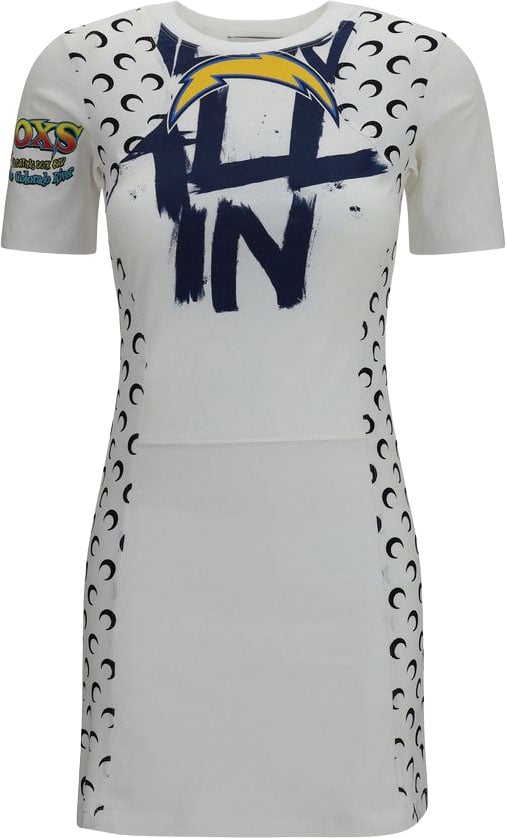 Marine Serre White Cotton Casual Dress Wit