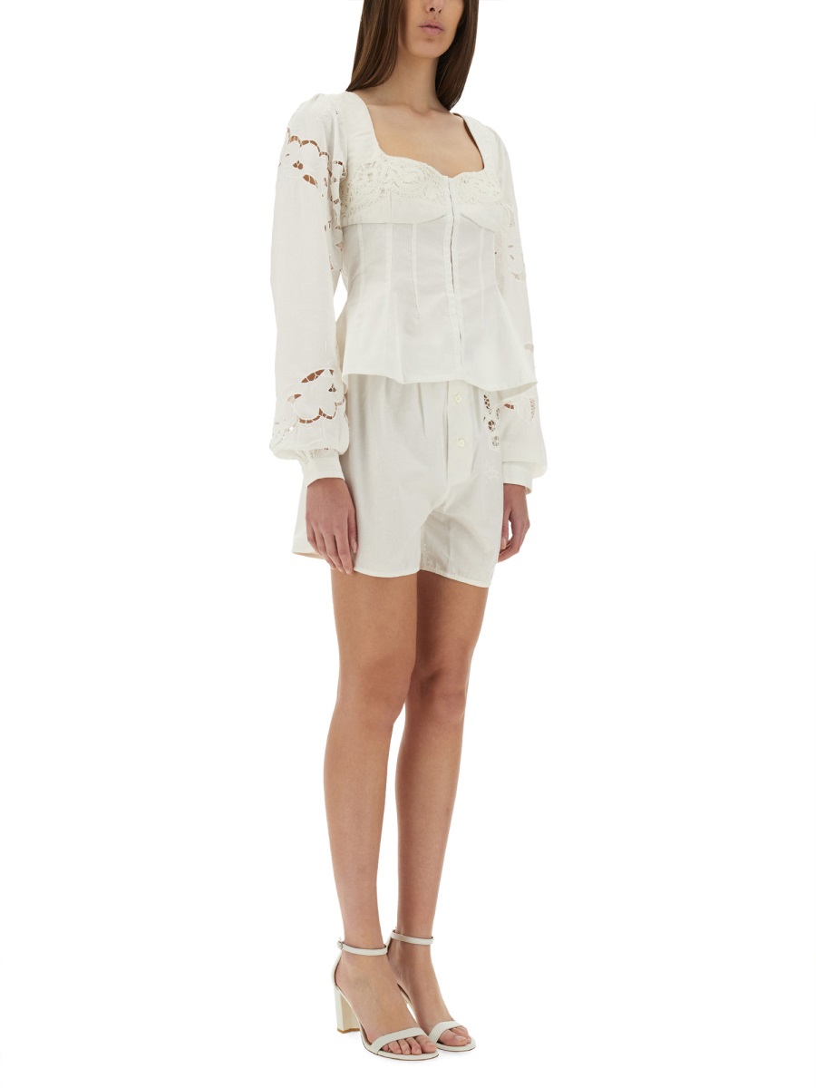 Marine Serre UPCYCLED LINEN SHORTS Wit