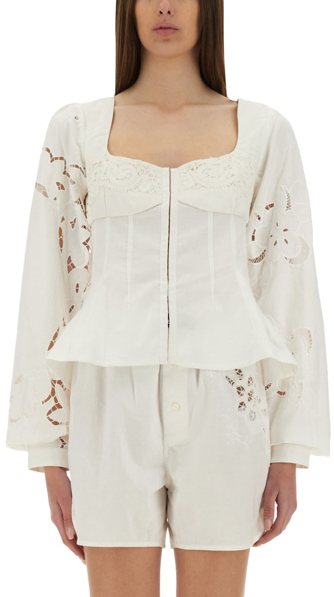 Marine Serre UPCYCLED LINEN TOP Wit