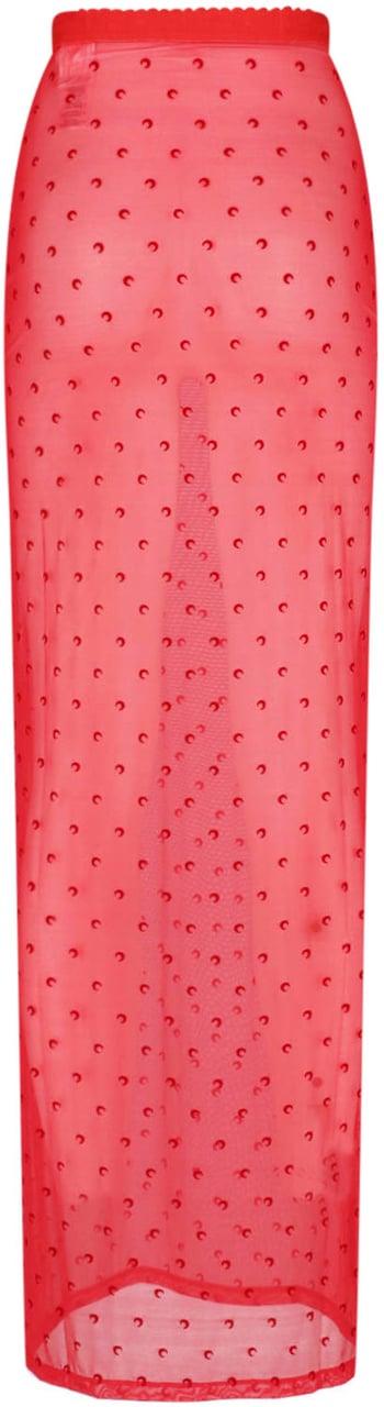 Marine Serre Red Moonogram Sheer Mesh Midi Skirt Rood