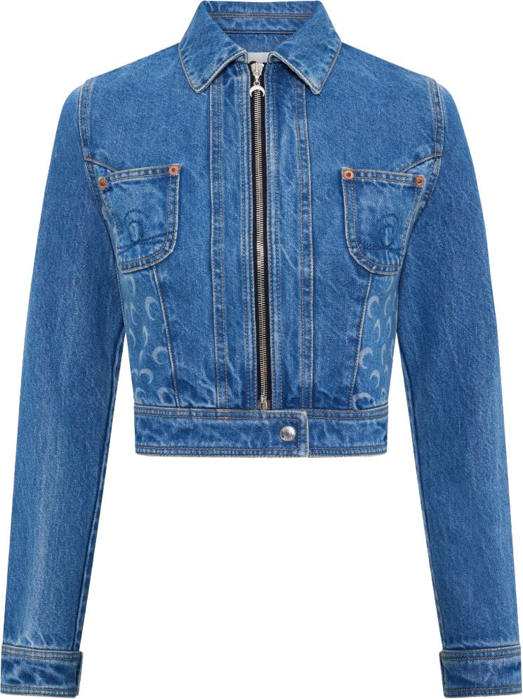 Marine Serre Coats Light Blue Blauw