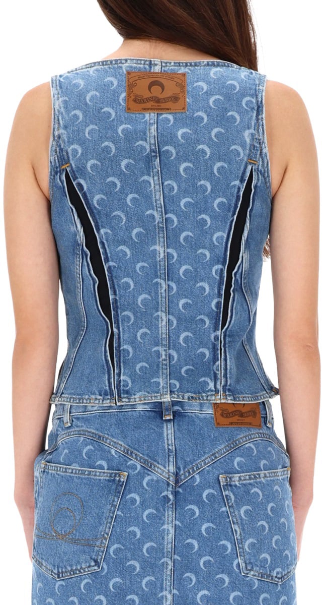 Marine Serre TOP "BUSTIER" Blauw