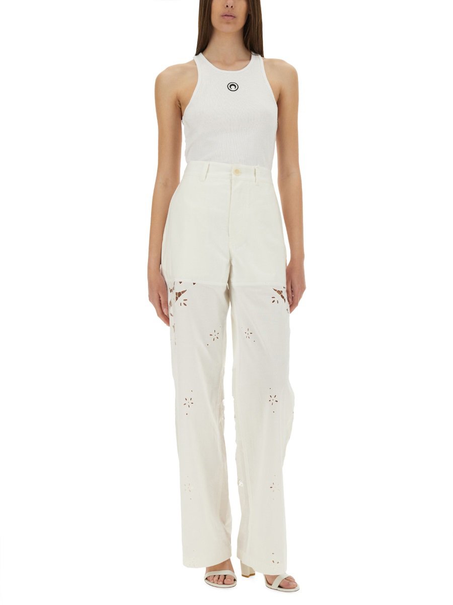 Marine Serre TOP CON LOGO "MOON" Wit