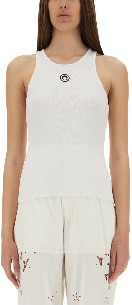 Marine Serre TOP CON LOGO "MOON" Wit