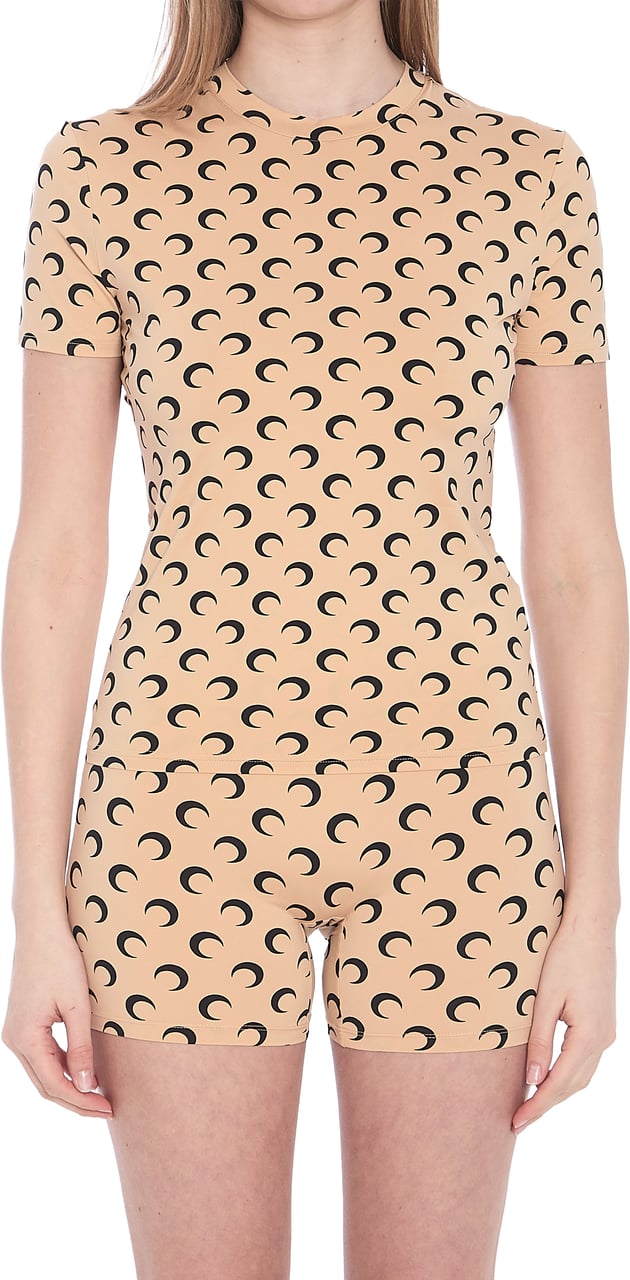 Marine Serre Moon jersey short-sleeve top Roze