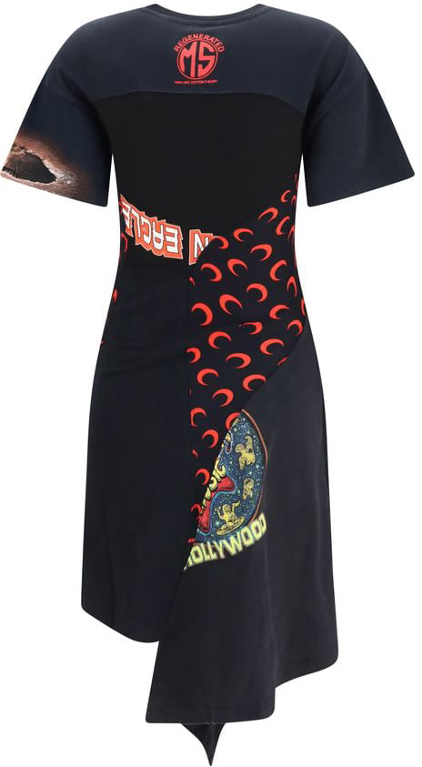 Marine Serre Black Cotton Casual Dress Zwart