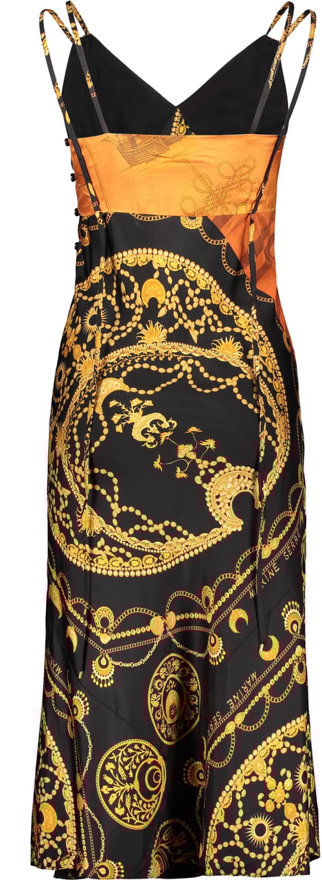 Marine Serre Printed silk dress Zwart