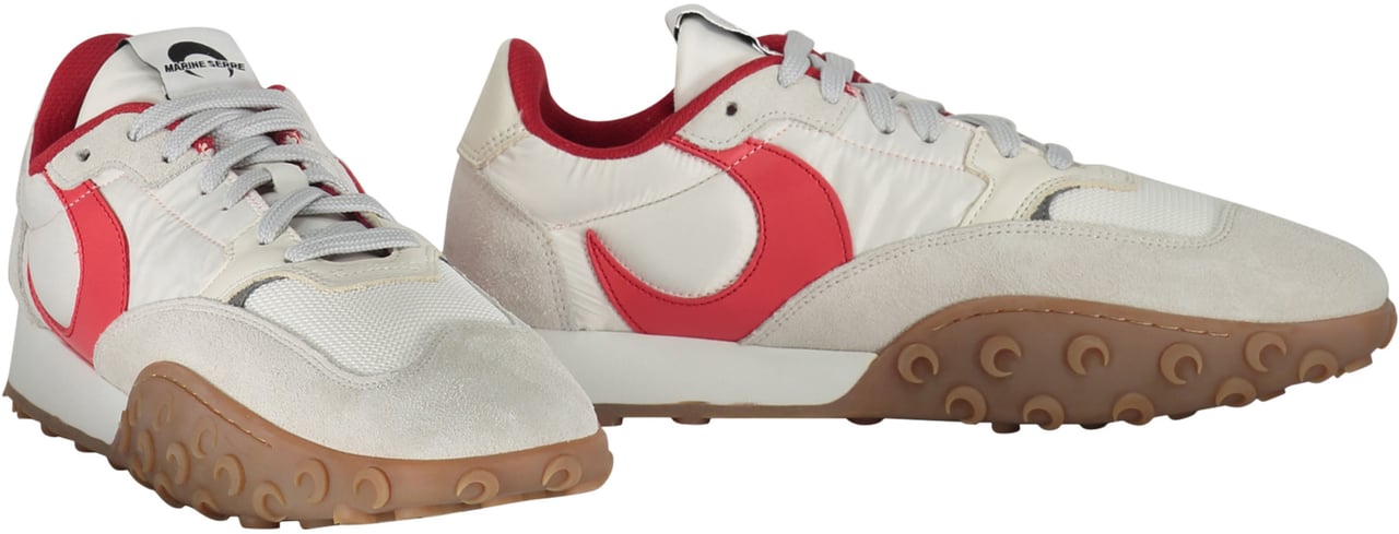 Marine Serre Leather and suede inserts sneakers Wit