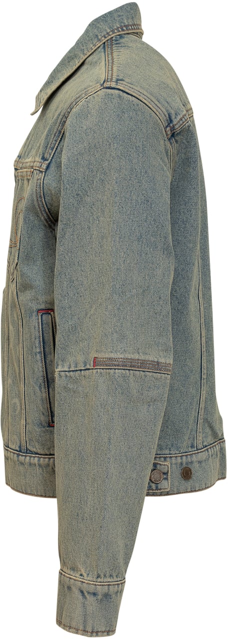 Marine Serre Giubbino in Jeans Blauw