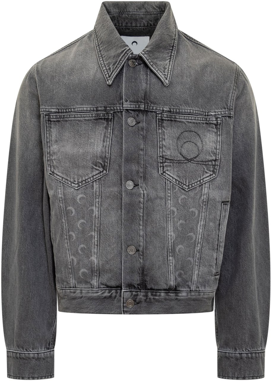 Marine Serre Giacca in Denim Grigio Marine Serre con Motivo Lunare Grijs