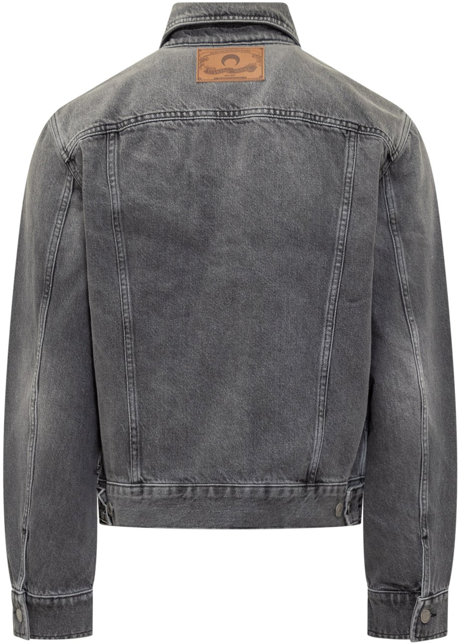 Marine Serre Giacca in Denim Grigio Marine Serre con Motivo Lunare Grijs