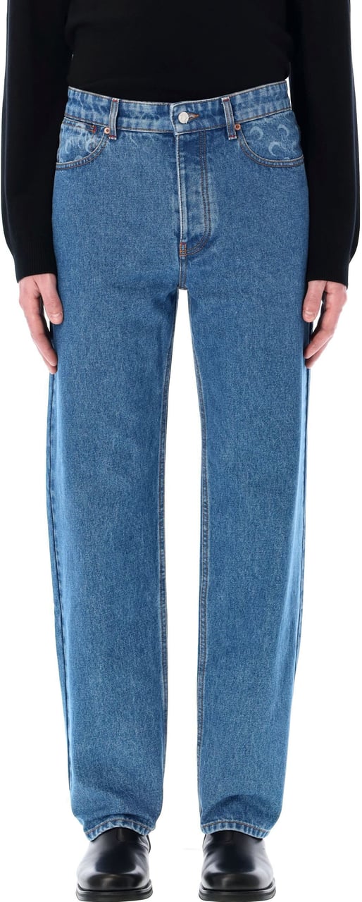 Marine Serre Moon laser denim loose jeans Blauw