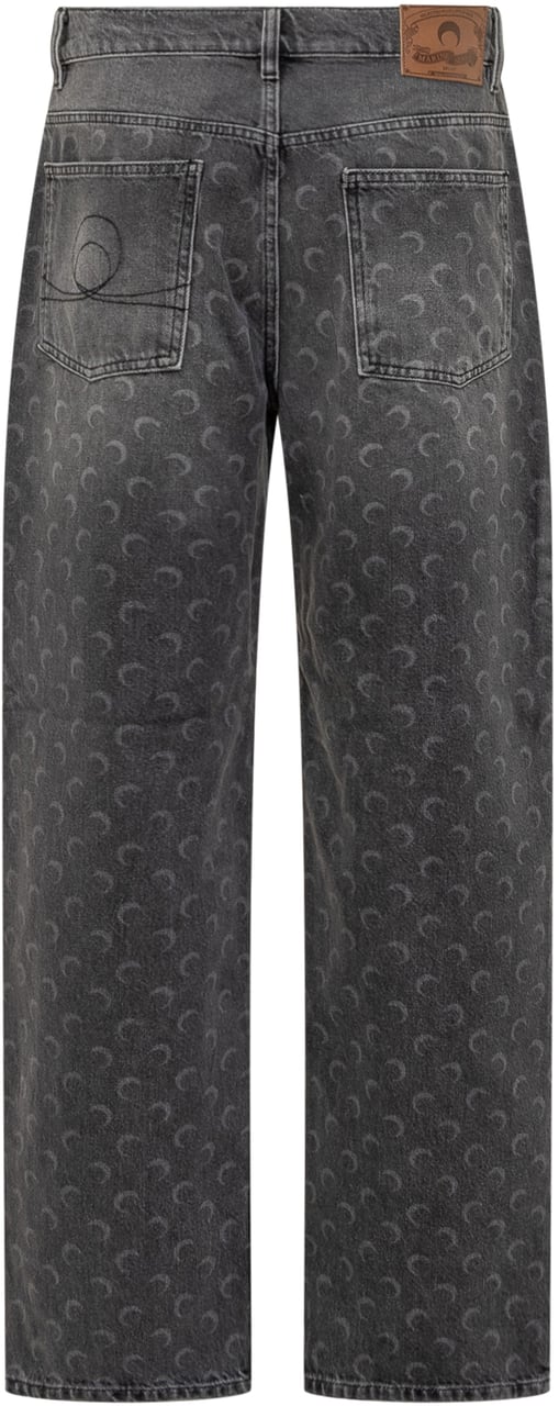 Marine Serre Jeans Marine Serre in Denim Grigio con Motivo Lunare Grijs