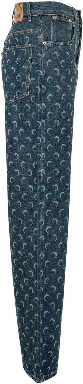 Marine Serre Jeans Denim Straight con Stampa Blauw