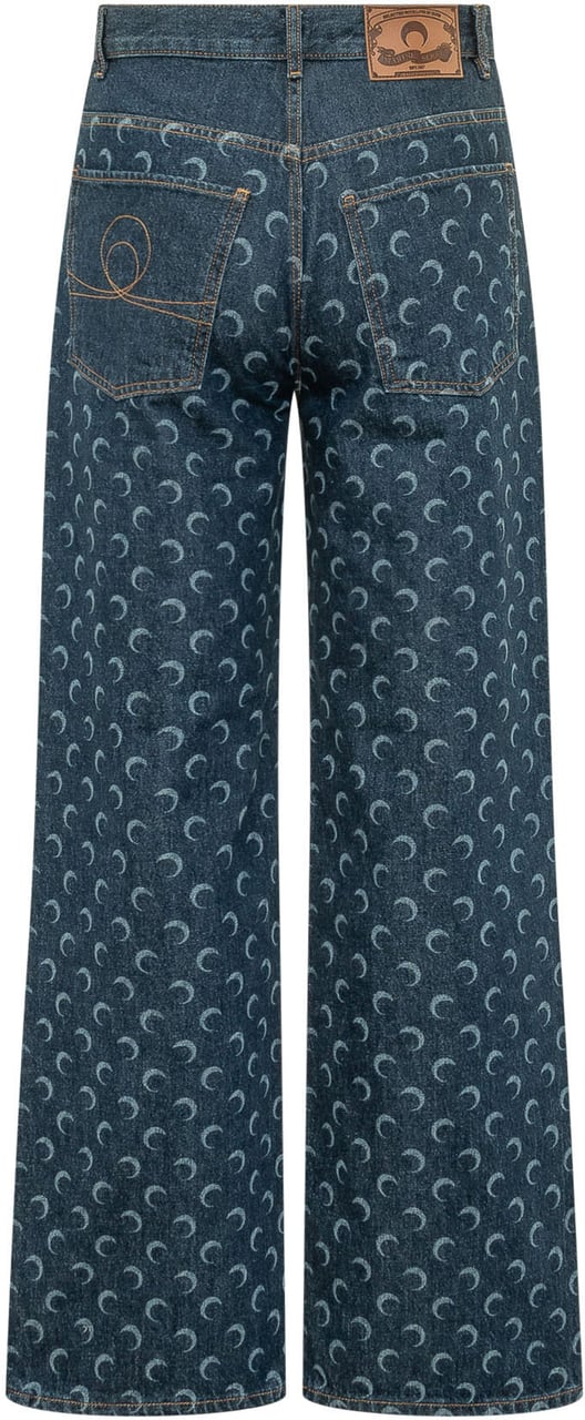 Marine Serre Jeans Denim Straight con Stampa Blauw