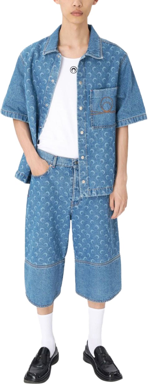 Marine Serre Shirts Blue Blauw