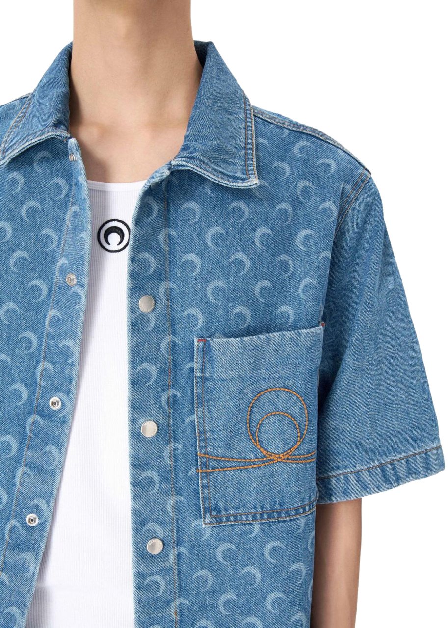 Marine Serre Shirts Blue Blauw