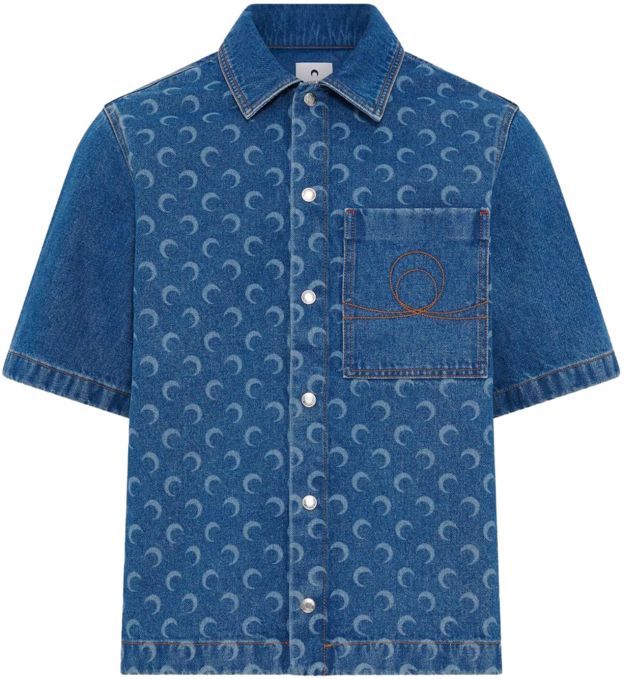 Marine Serre Shirts Blue Blauw