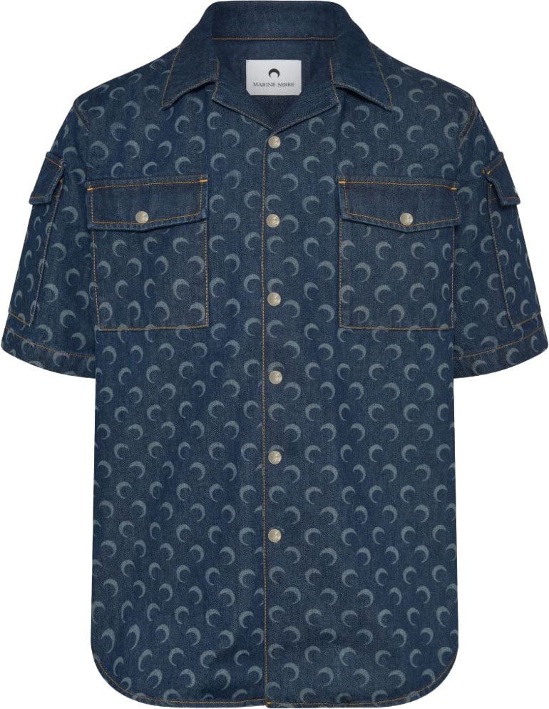 Marine Serre Shirts Blu Blauw