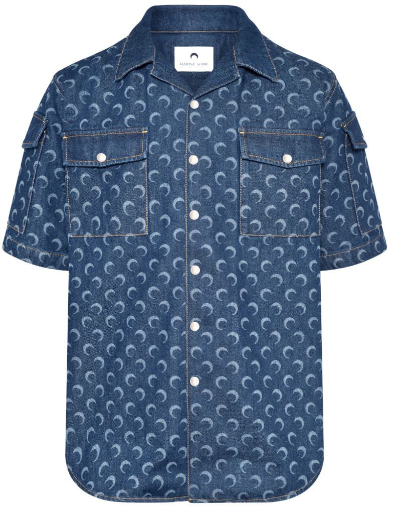 Marine Serre Shirts Blue Blauw