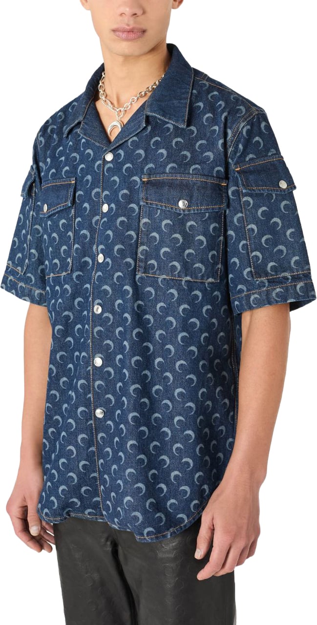Marine Serre Shirts Blue Blauw