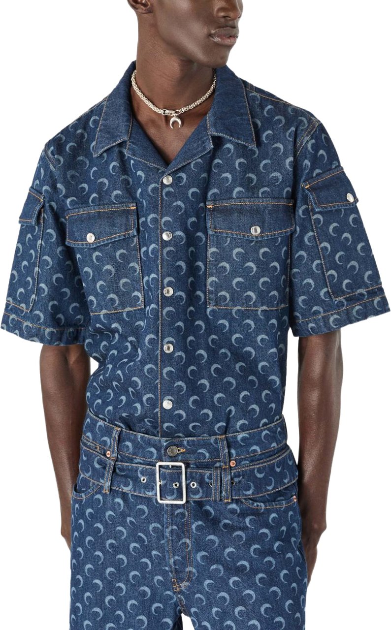 Marine Serre Shirts Blue Blauw