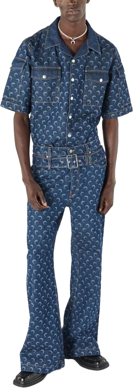 Marine Serre Shirts Blu Blauw