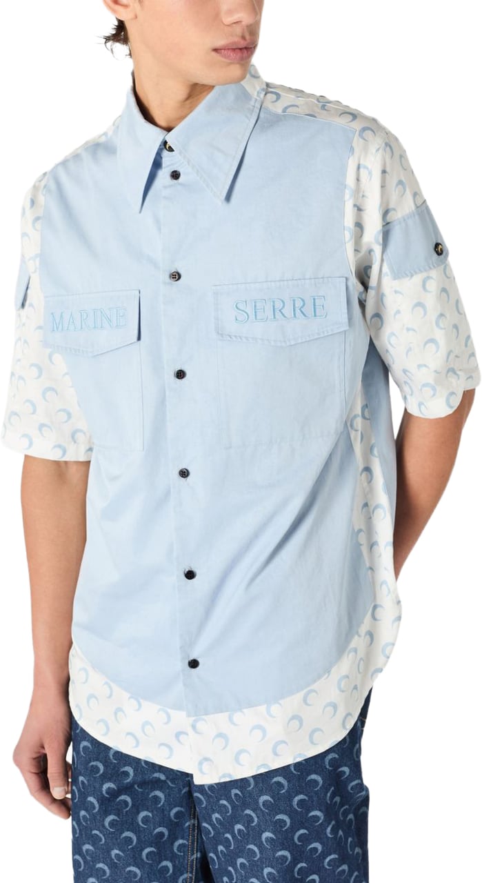 Marine Serre Shirts White Lichtblauw