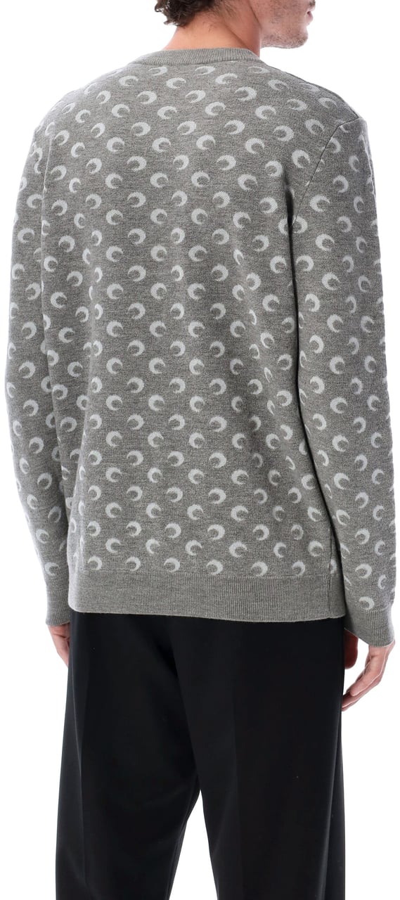 Marine Serre Crewneck Knit Moon Allover Misty Grey Grijs