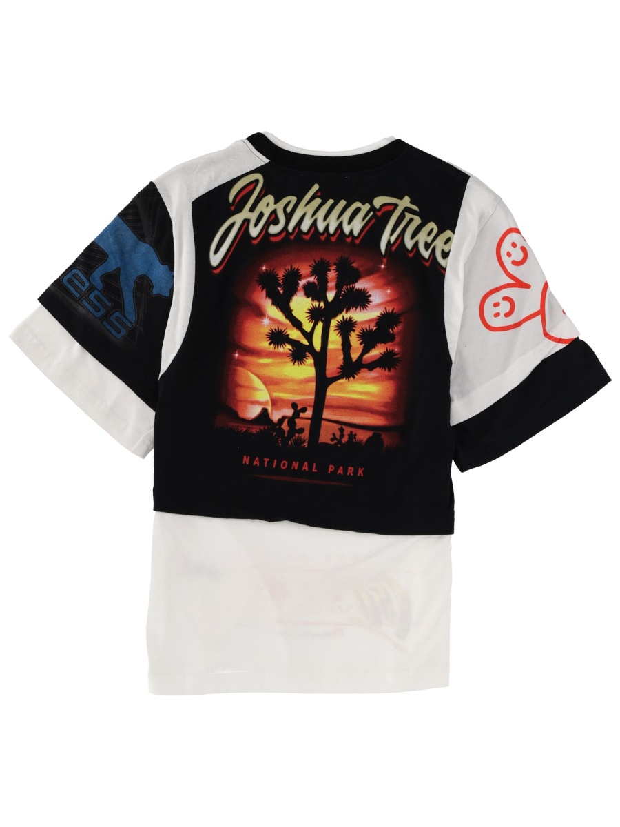 Marine Serre Multicolor Cotton Block Printed T-Shirt Zwart