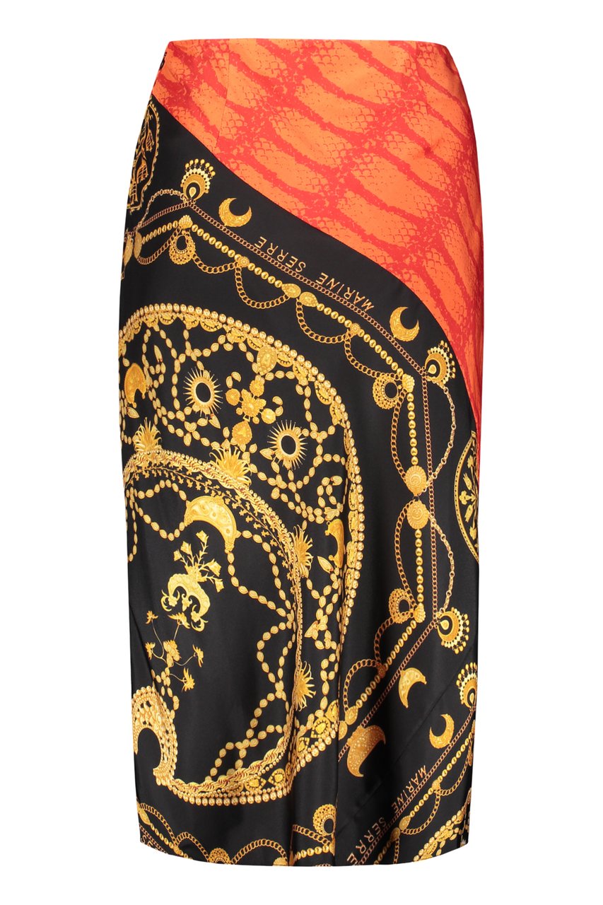 Marine Serre Printed silk skirt Zwart