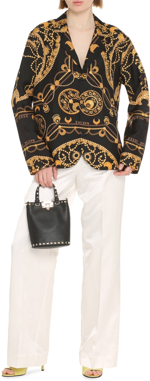Marine Serre Printed silk shirt Zwart