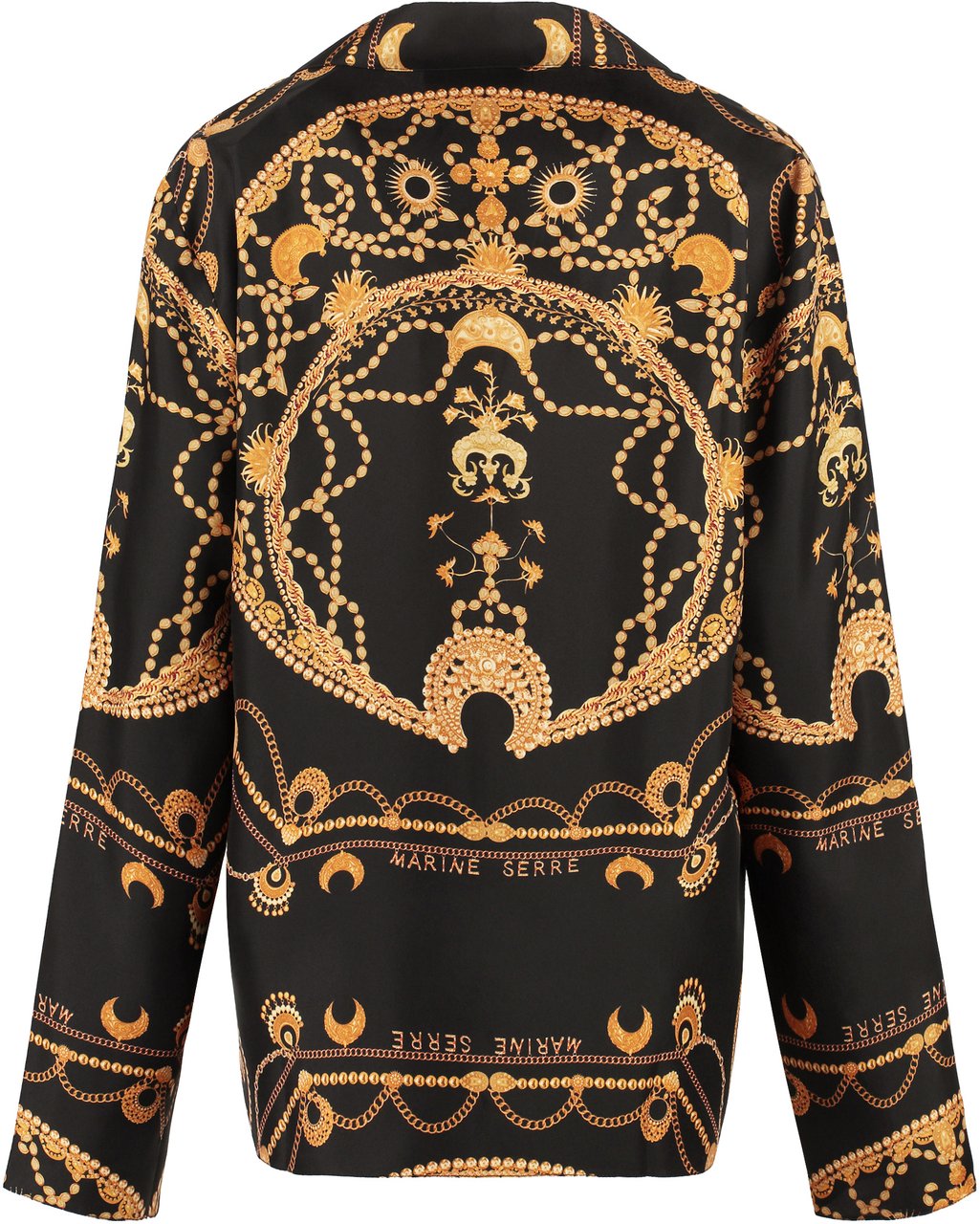 Marine Serre Printed silk shirt Zwart