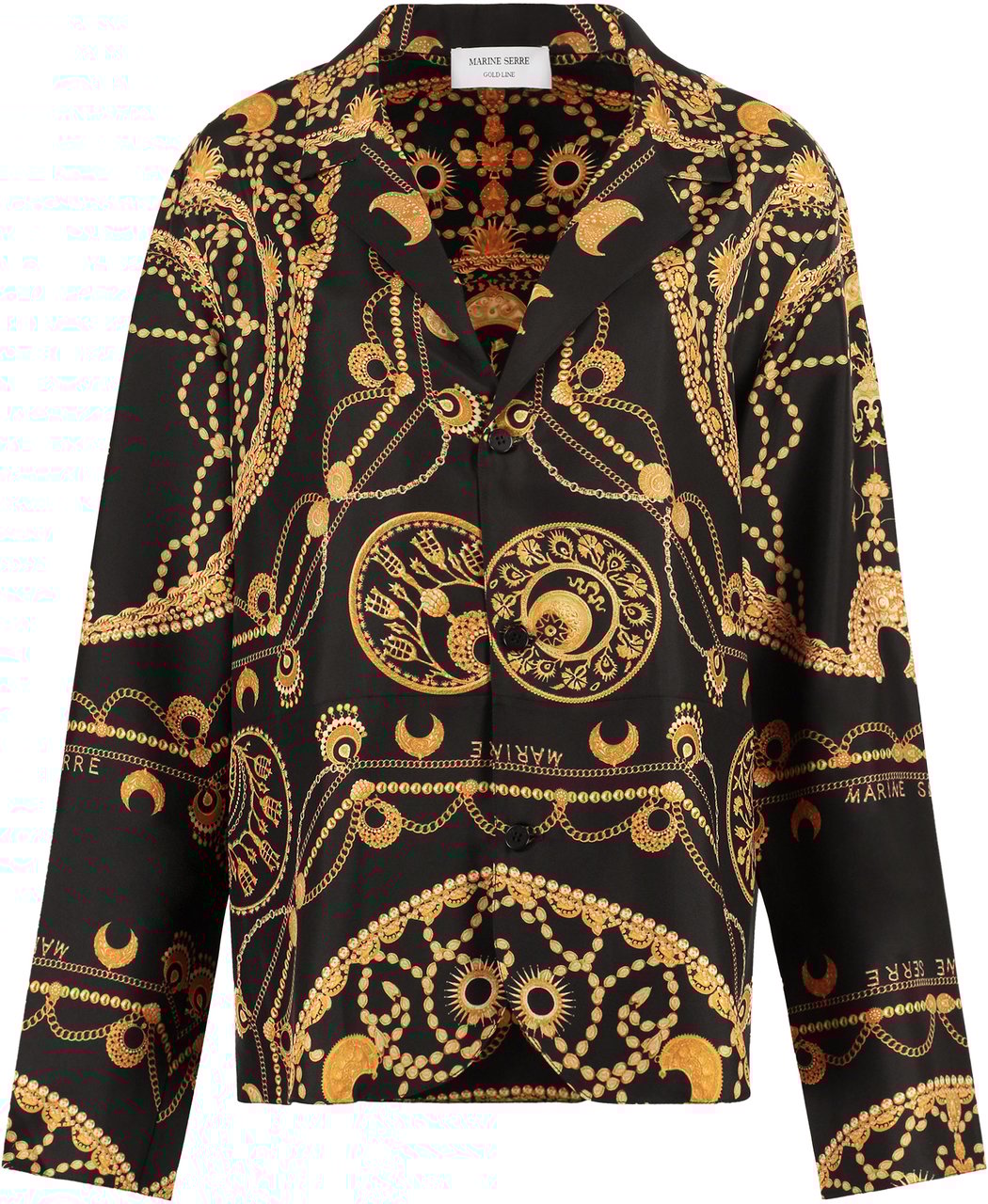 Marine Serre Printed silk shirt Zwart
