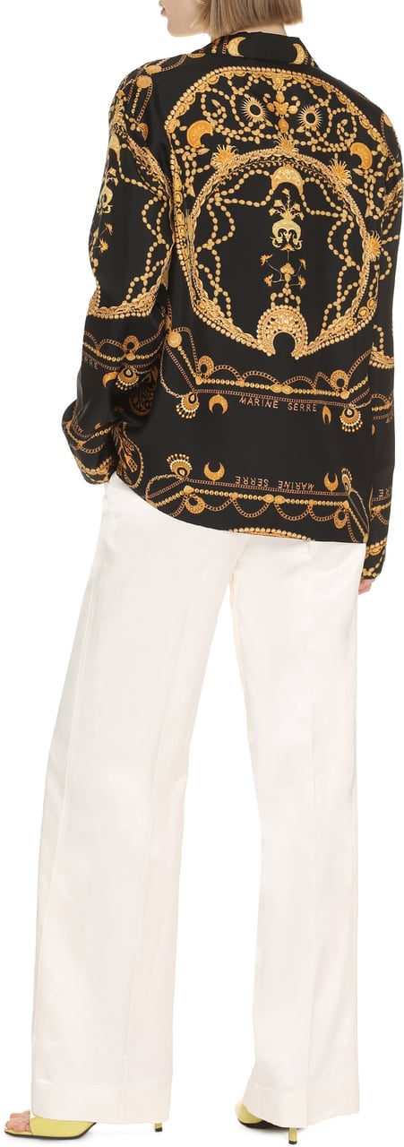 Marine Serre Printed silk shirt Zwart