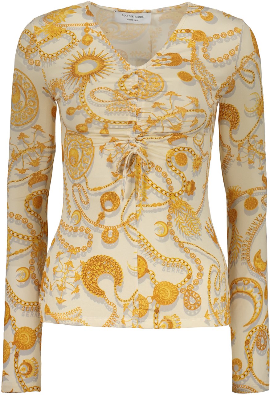 Marine Serre Printed long-sleeve top Wit