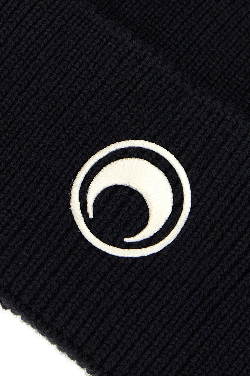 Marine Serre Black wool beanie hat Zwart