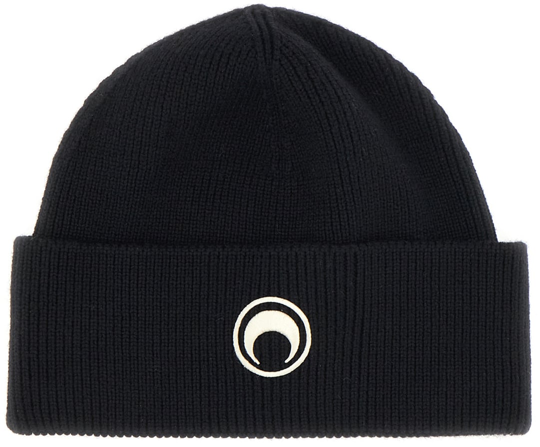 Marine Serre Black wool beanie hat Zwart