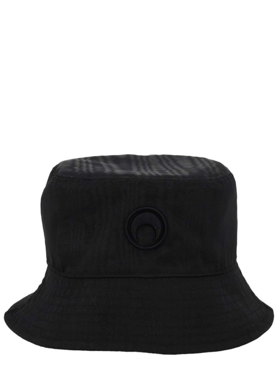 Marine Serre Black Hats Curved Sloping Brim Polyester Hat Zwart