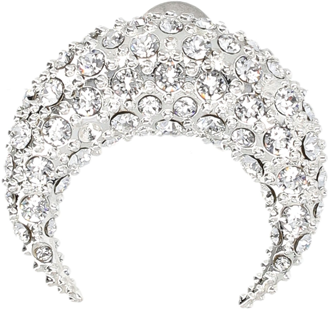 Marine Serre Single Big Moon Earring Rhinestone Argento Zilver