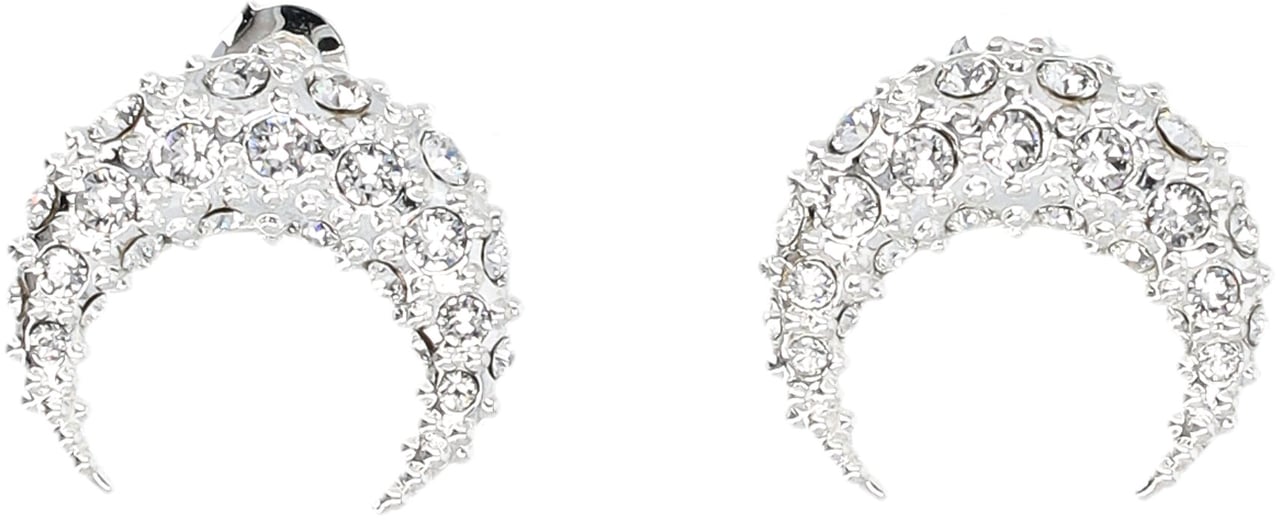 Marine Serre Single Small Moon Earring Rhinestone Argento Zilver
