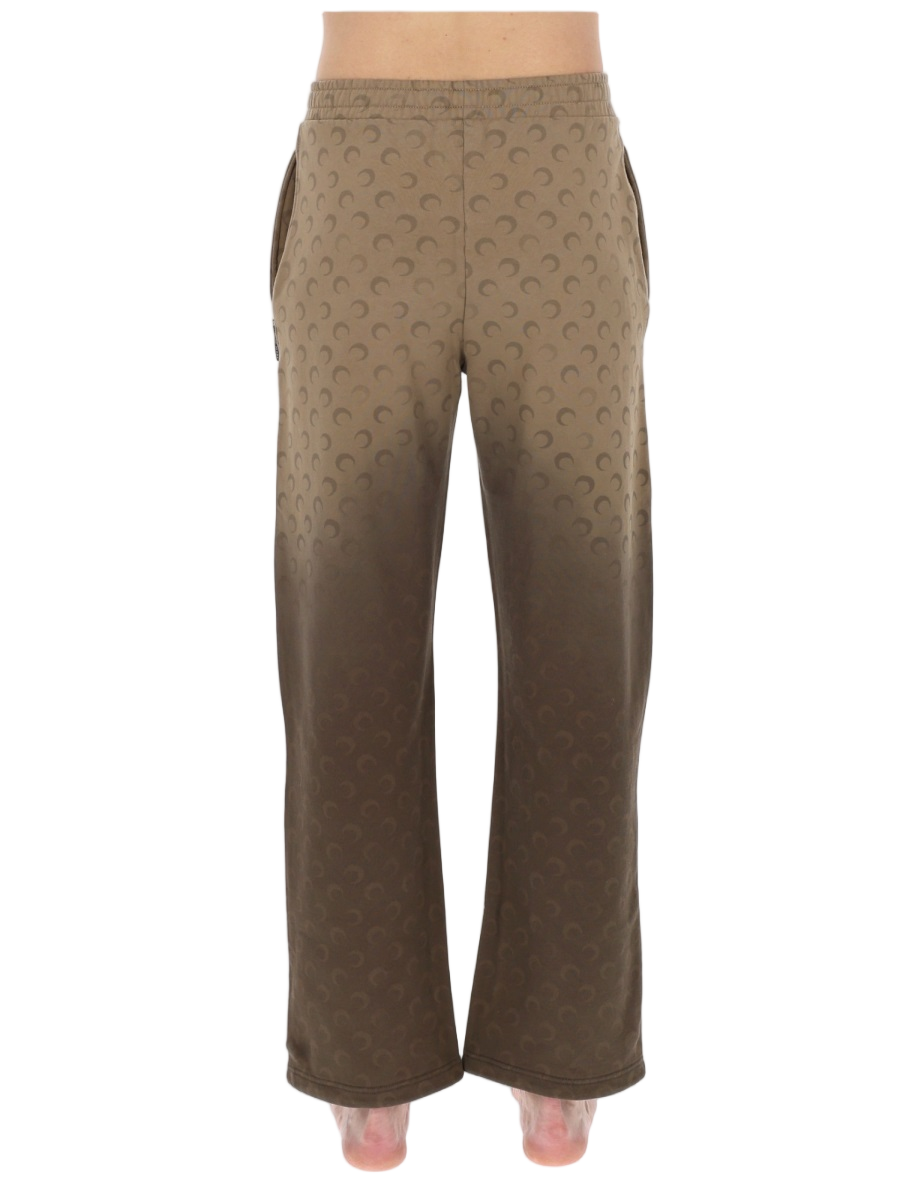 Marine Serre Gradient Brown Jogging Pants With Crescent Moon Pattern Neutraal